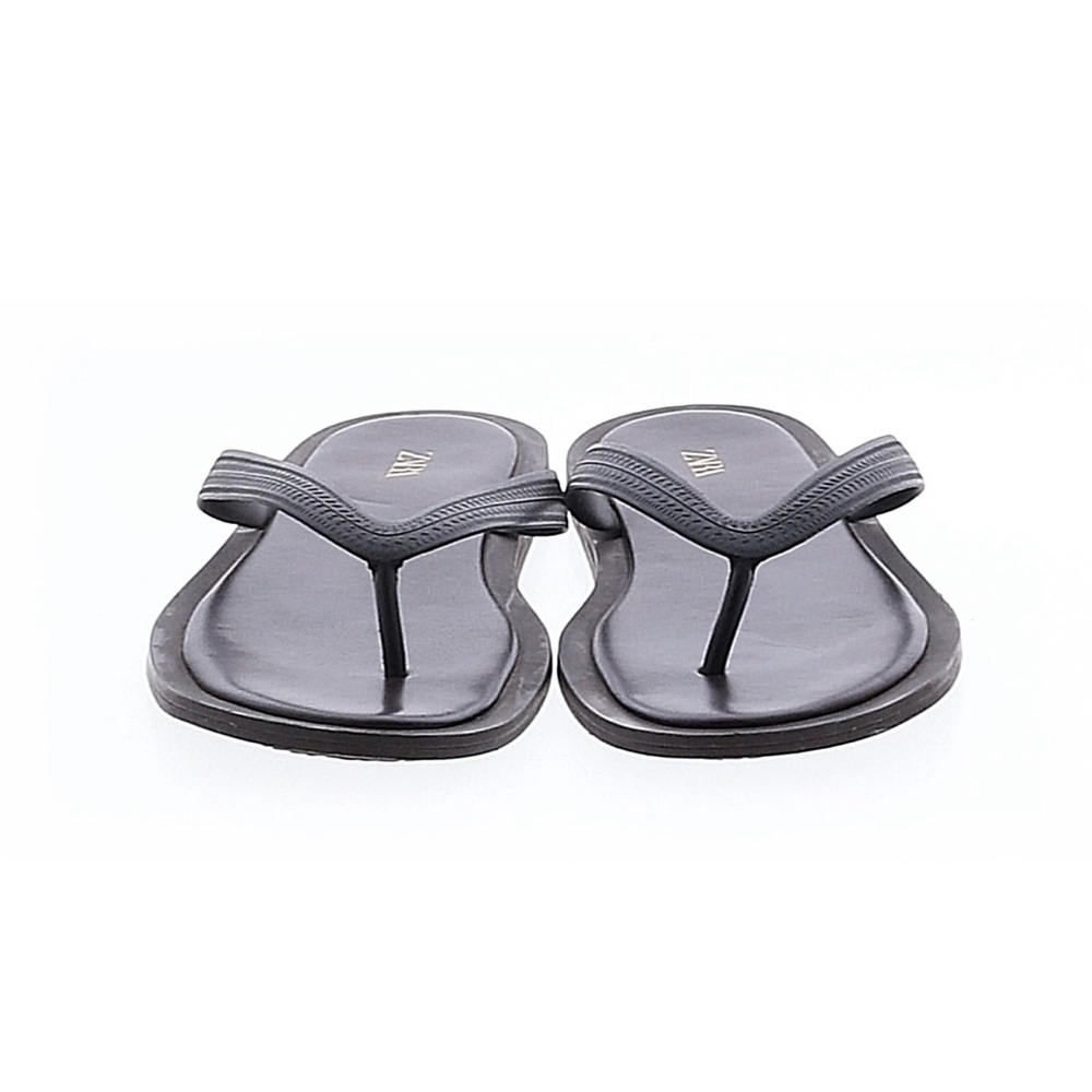 Dark Brown / Black Zara Flip Flop Thong Sandals Minimalist 37
